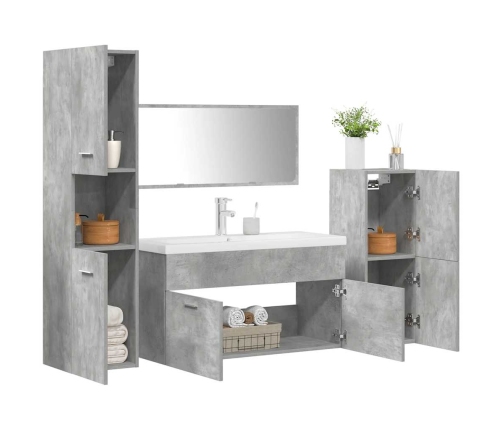 Set muebles de baño 5 piezas madera ingeniería gris hormigón