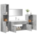 Set muebles de baño 5 piezas madera ingeniería gris hormigón