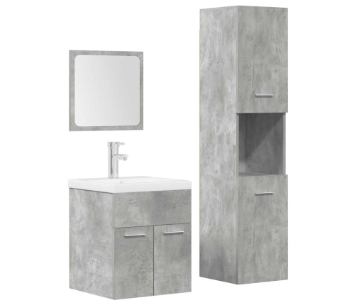 Juego muebles de baño 4 pzas madera contrachapada gris hormigón