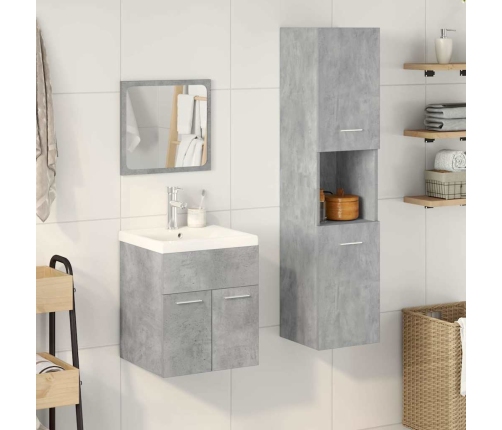 Juego muebles de baño 4 pzas madera contrachapada gris hormigón