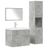 Juego muebles de baño 4 pzas madera contrachapada gris hormigón