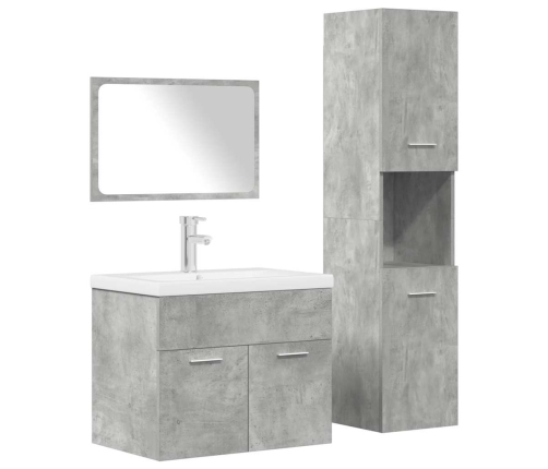 Juego muebles de baño 4 pzas madera contrachapada gris hormigón