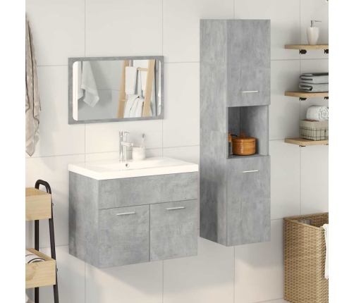 Juego muebles de baño 4 pzas madera contrachapada gris hormigón