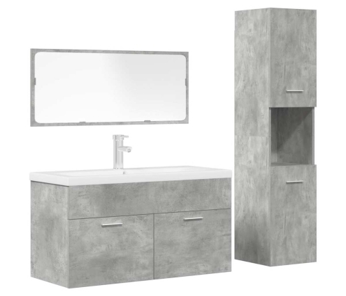 Juego muebles de baño 4 pzas madera contrachapada gris hormigón