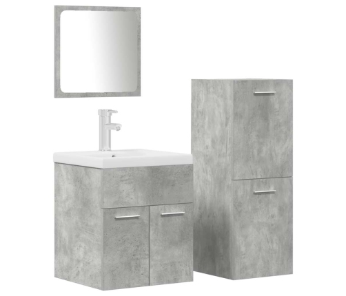 Juego muebles de baño 4 pzas madera contrachapada gris hormigón