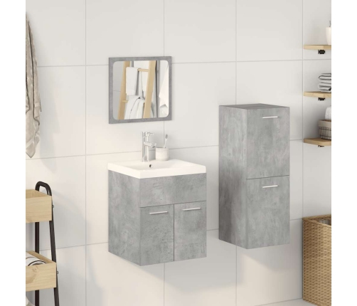 Juego muebles de baño 4 pzas madera contrachapada gris hormigón