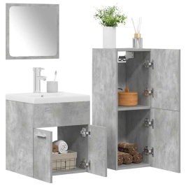 Juego muebles de baño 4 pzas madera contrachapada gris hormigón