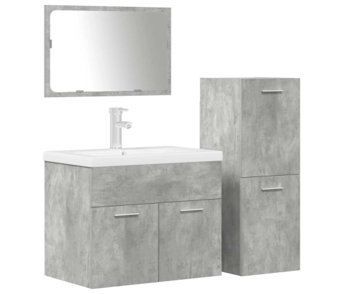 Juego muebles de baño 4 pzas madera contrachapada gris hormigón