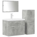 Juego muebles de baño 4 pzas madera contrachapada gris hormigón