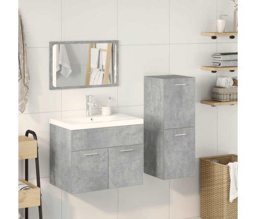 Juego muebles de baño 4 pzas madera contrachapada gris hormigón