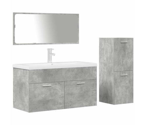 Juego muebles de baño 4 pzas madera contrachapada gris hormigón