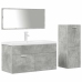 Juego muebles de baño 4 pzas madera contrachapada gris hormigón