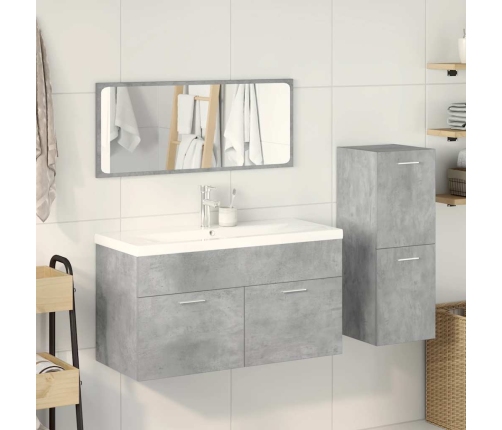 Juego muebles de baño 4 pzas madera contrachapada gris hormigón