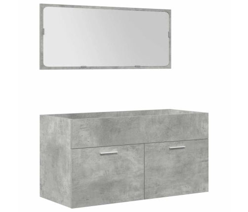 Juego muebles de baño 4 pzas madera contrachapada gris hormigón