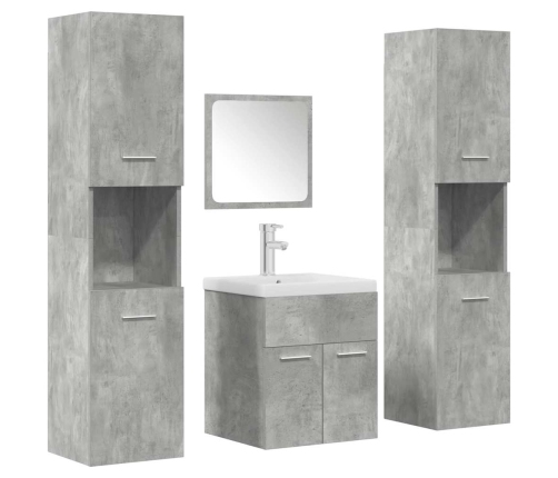 Set muebles de baño 5 piezas madera ingeniería gris hormigón