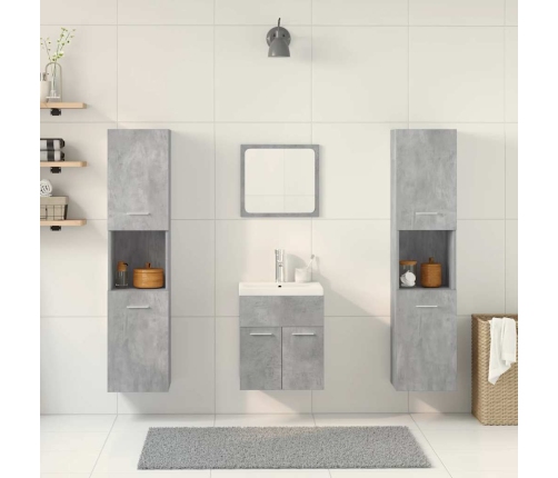 Set muebles de baño 5 piezas madera ingeniería gris hormigón