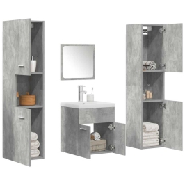 Set muebles de baño 5 piezas madera ingeniería gris hormigón