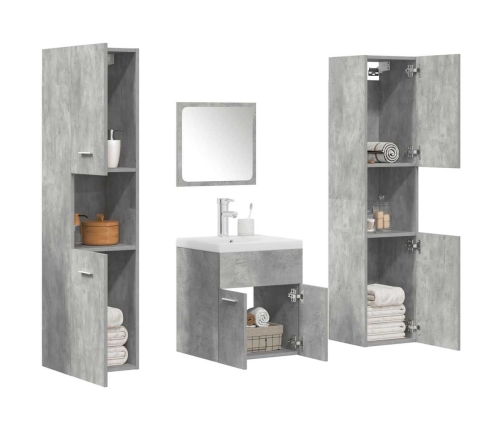 Set muebles de baño 5 piezas madera ingeniería gris hormigón