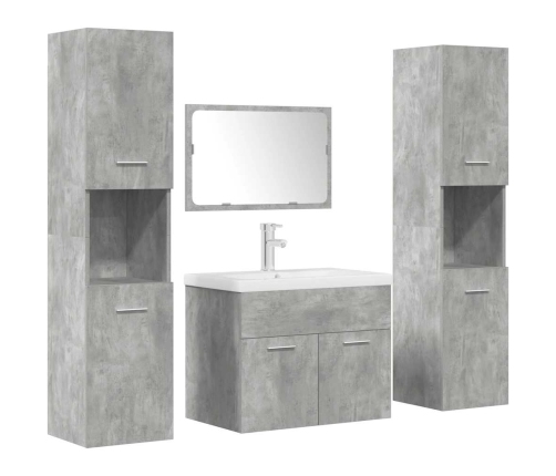 Set muebles de baño 5 piezas madera ingeniería gris hormigón