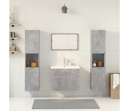 Set muebles de baño 5 piezas madera ingeniería gris hormigón