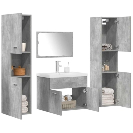 Set muebles de baño 5 piezas madera ingeniería gris hormigón