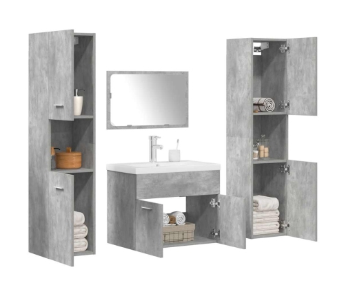 Set muebles de baño 5 piezas madera ingeniería gris hormigón