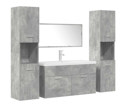 Set muebles de baño 5 piezas madera ingeniería gris hormigón