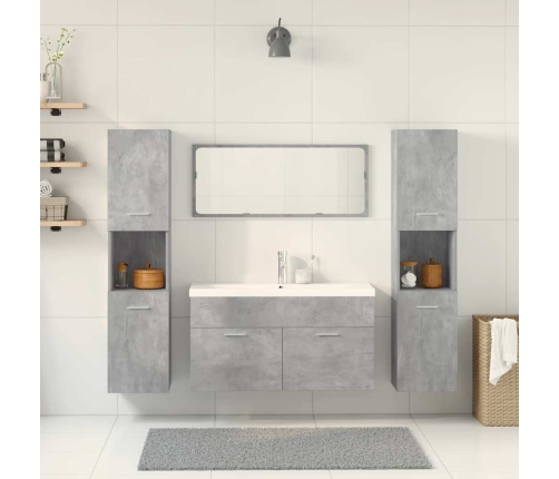 Set muebles de baño 5 piezas madera ingeniería gris hormigón