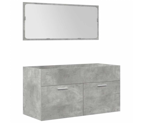 Set muebles de baño 5 piezas madera ingeniería gris hormigón