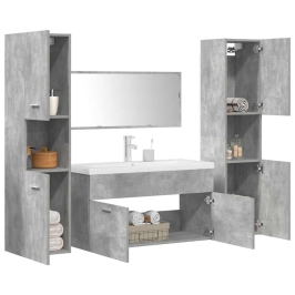 Set muebles de baño 5 piezas madera ingeniería gris hormigón