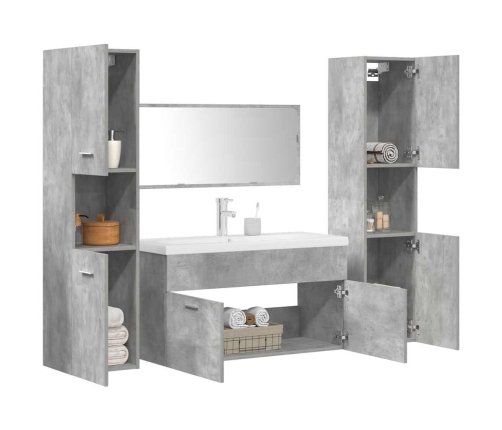 Set muebles de baño 5 piezas madera ingeniería gris hormigón