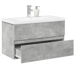 Set muebles de baño 2 piezas madera contrachapada gris hormigón