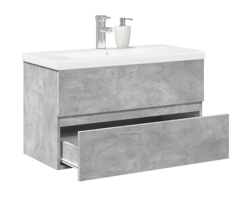 Set muebles de baño 2 piezas madera contrachapada gris hormigón