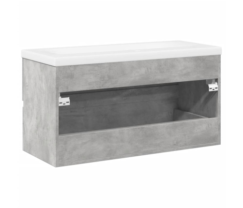 Set muebles de baño 2 piezas madera contrachapada gris hormigón