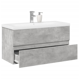 Set muebles de baño 2 piezas madera contrachapada gris hormigón