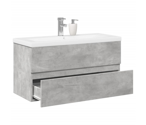 Set muebles de baño 2 piezas madera contrachapada gris hormigón