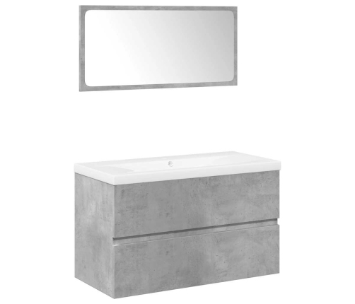 Set muebles de baño 2 piezas madera contrachapada gris hormigón