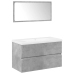 Set muebles de baño 2 piezas madera contrachapada gris hormigón