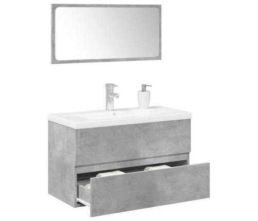 Set muebles de baño 2 piezas madera contrachapada gris hormigón