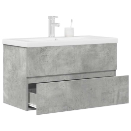 Set muebles de baño 2 piezas madera contrachapada gris hormigón