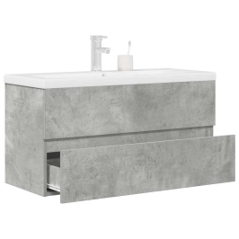 Set muebles de baño 2 piezas madera contrachapada gris hormigón