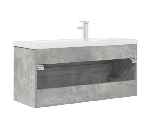 Set muebles de baño 2 piezas madera contrachapada gris hormigón