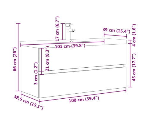 Set muebles de baño 2 piezas madera contrachapada gris hormigón