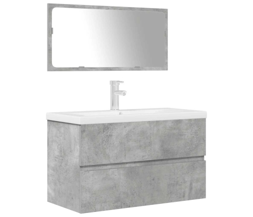 Set muebles de baño 2 piezas madera contrachapada gris hormigón