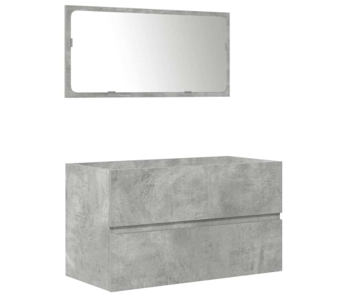 Set muebles de baño 2 piezas madera contrachapada gris hormigón