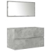 Set muebles de baño 2 piezas madera contrachapada gris hormigón