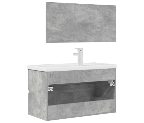 Set muebles de baño 2 piezas madera contrachapada gris hormigón