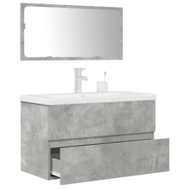 Set muebles de baño 2 piezas madera contrachapada gris hormigón