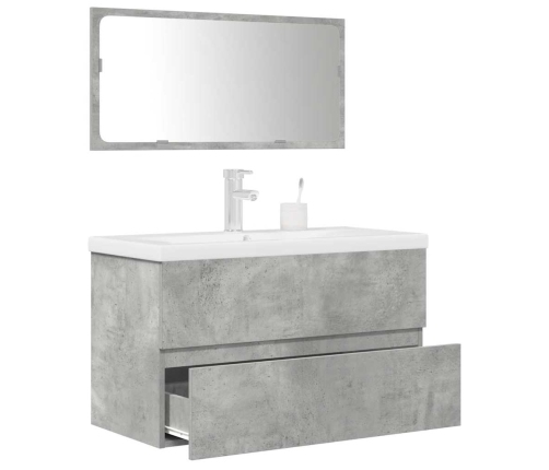 Set muebles de baño 2 piezas madera contrachapada gris hormigón