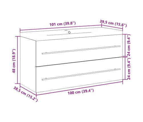 Set muebles de baño 2 piezas madera contrachapada gris hormigón